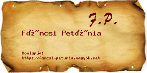 Fáncsi Petúnia névjegykártya